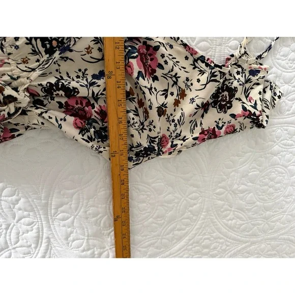 Band of Gypsies Floral Maxi Wrap Dress Ivory Navy Mauve High Low Boho Large - Picture 12 of 13